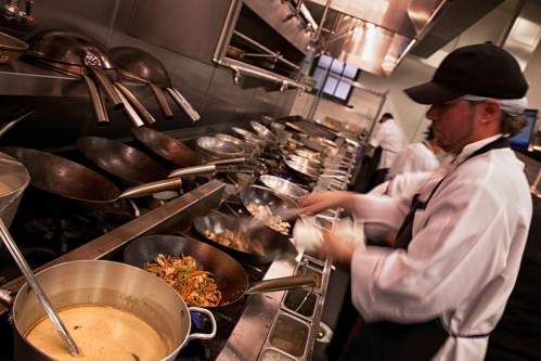 Kitchen line cooks in the kitchen