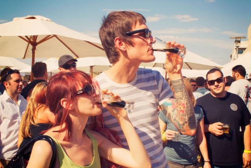 Annivesary Shot 2 two fans drinking beer